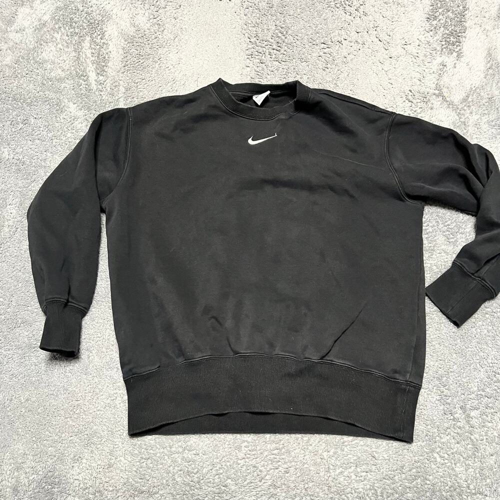 Nike Sweatshirt Womens XS Center Swoosh Logo Black Crew Super Oversized DQ5733